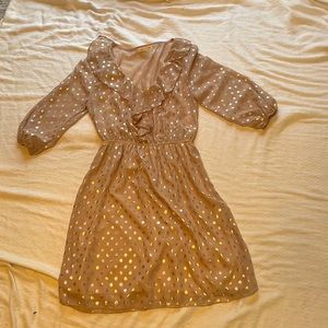 tea n rose dusty pink dress with silver polka dots